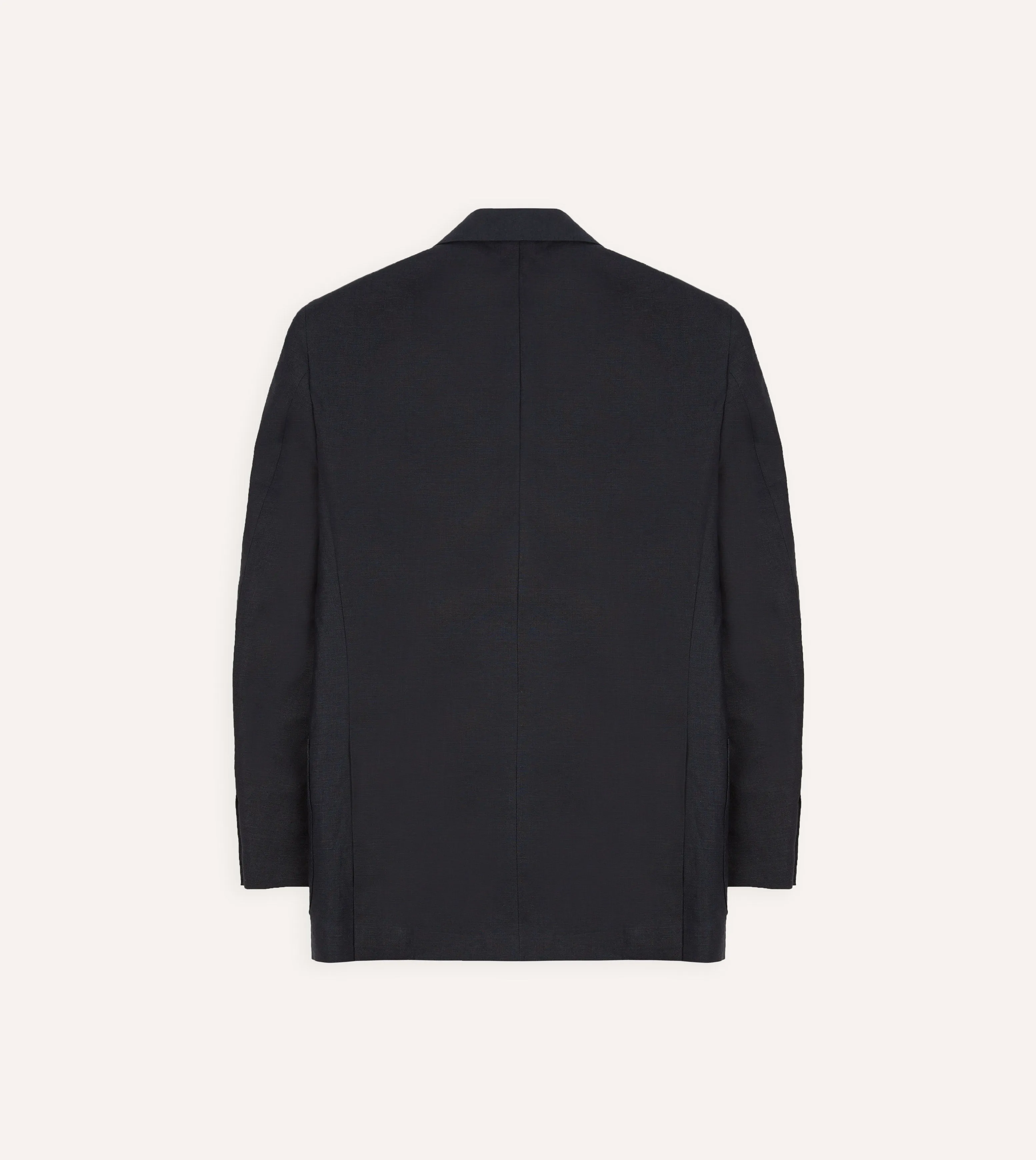 Navy Linen Double-Breasted Tailored Jacket