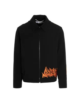 Off-White Embroidered Zipped Jacket