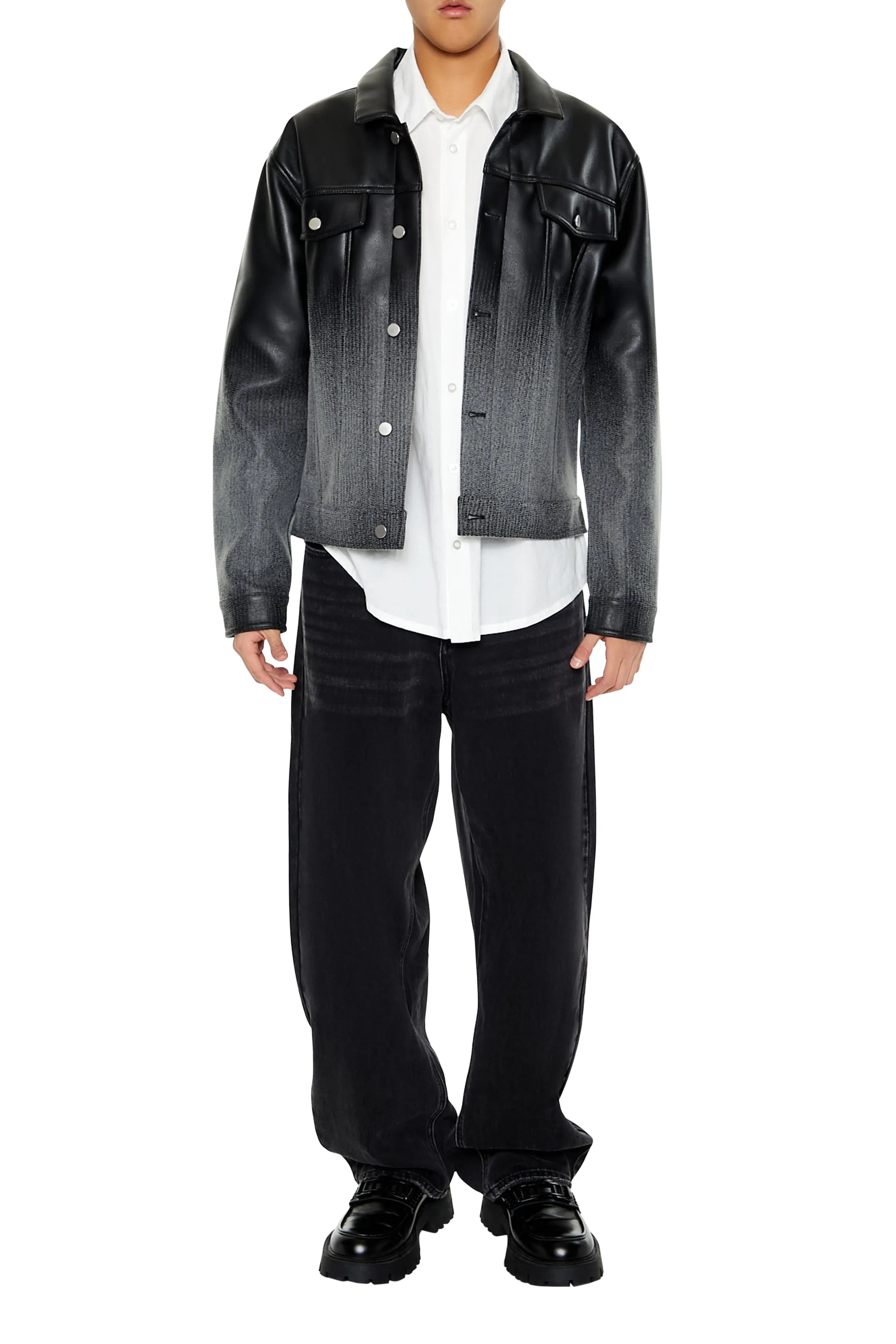 Ombre Faux Leather Moto Jacket