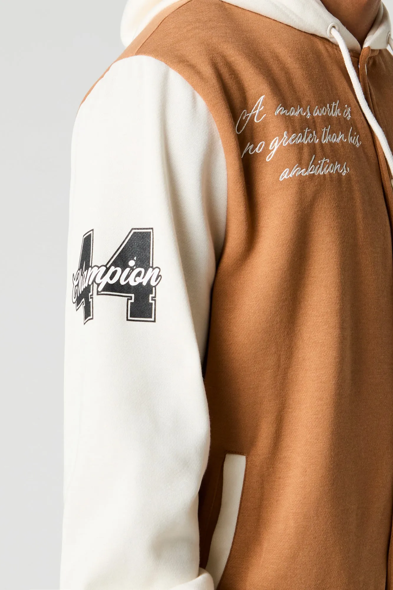 P Chenille Embroidered Varsity Jacket