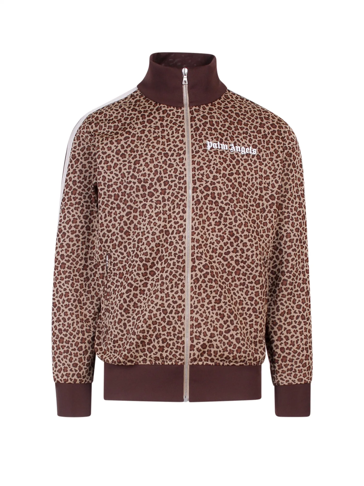 Palm Angels High Neck Leopard Jacquard Jacket