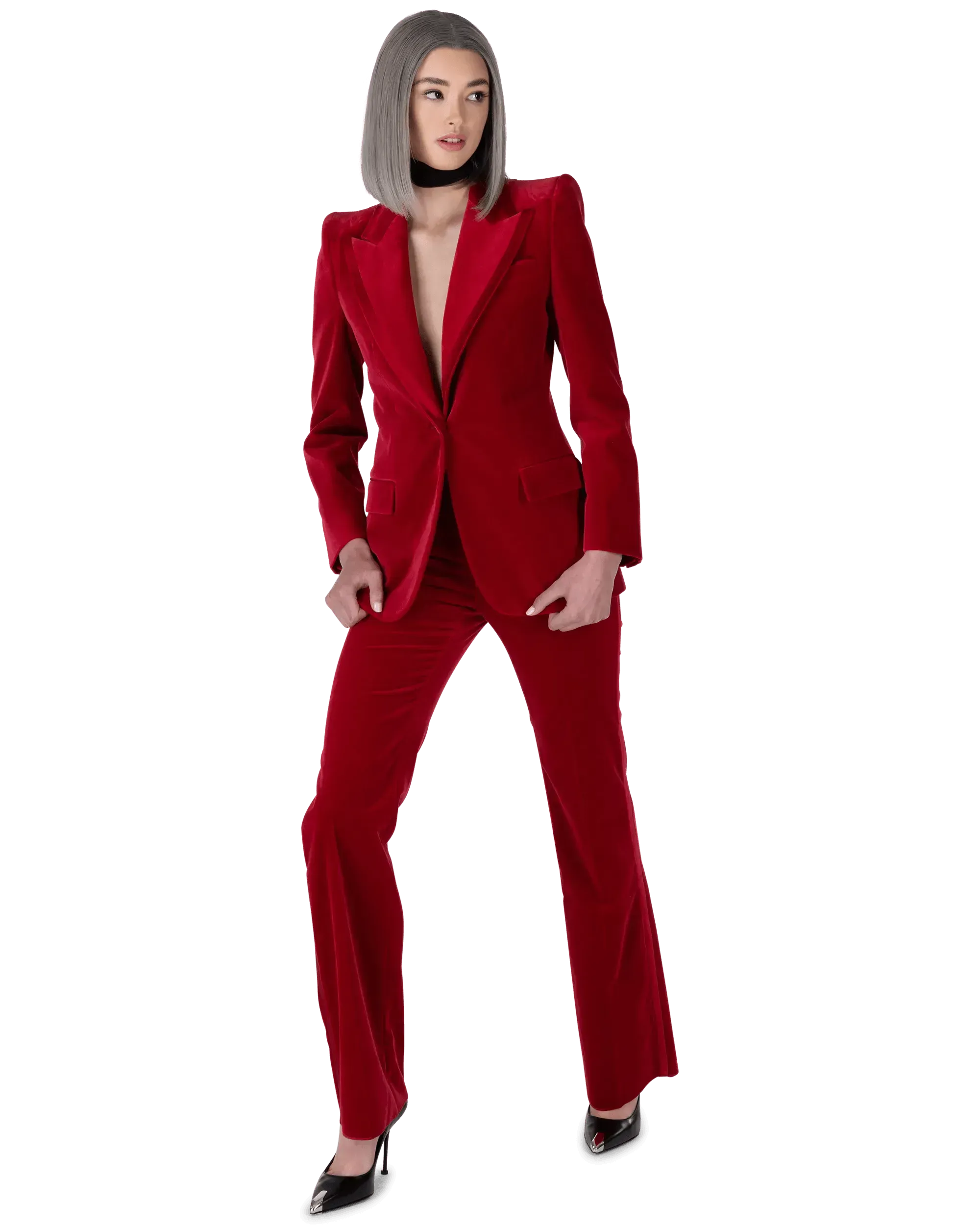 Peak Lapel Velvet Blazer