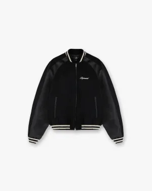 Raglan Varsity Jacket - Black