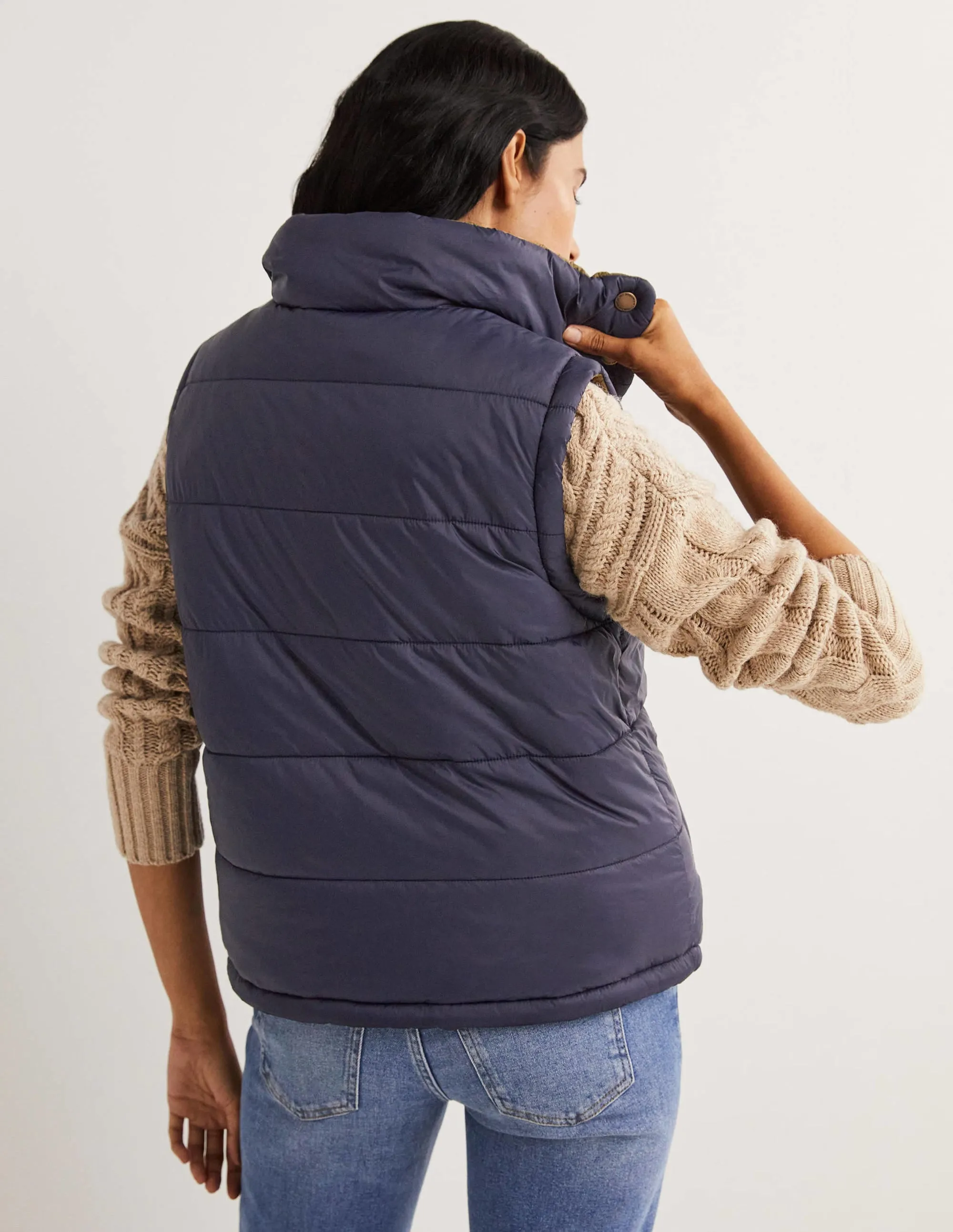 Reversible Gilet-Navy and Basil Green