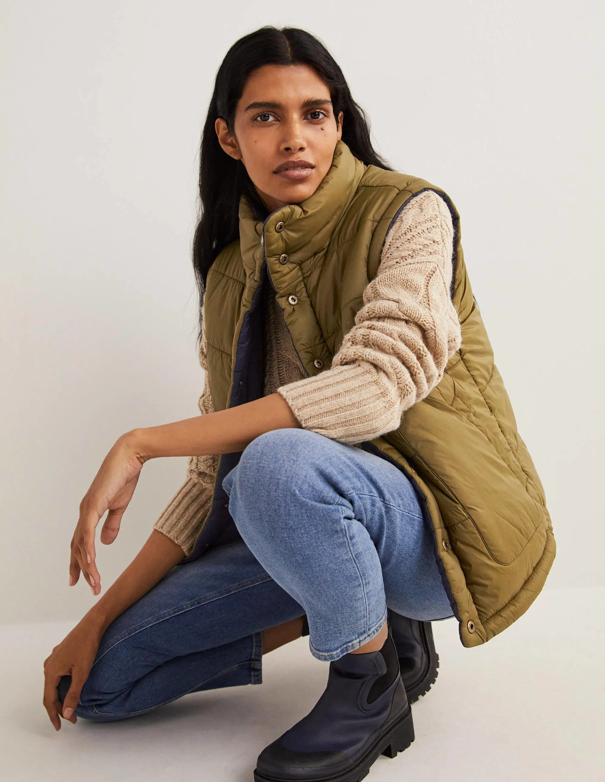 Reversible Gilet-Navy and Basil Green