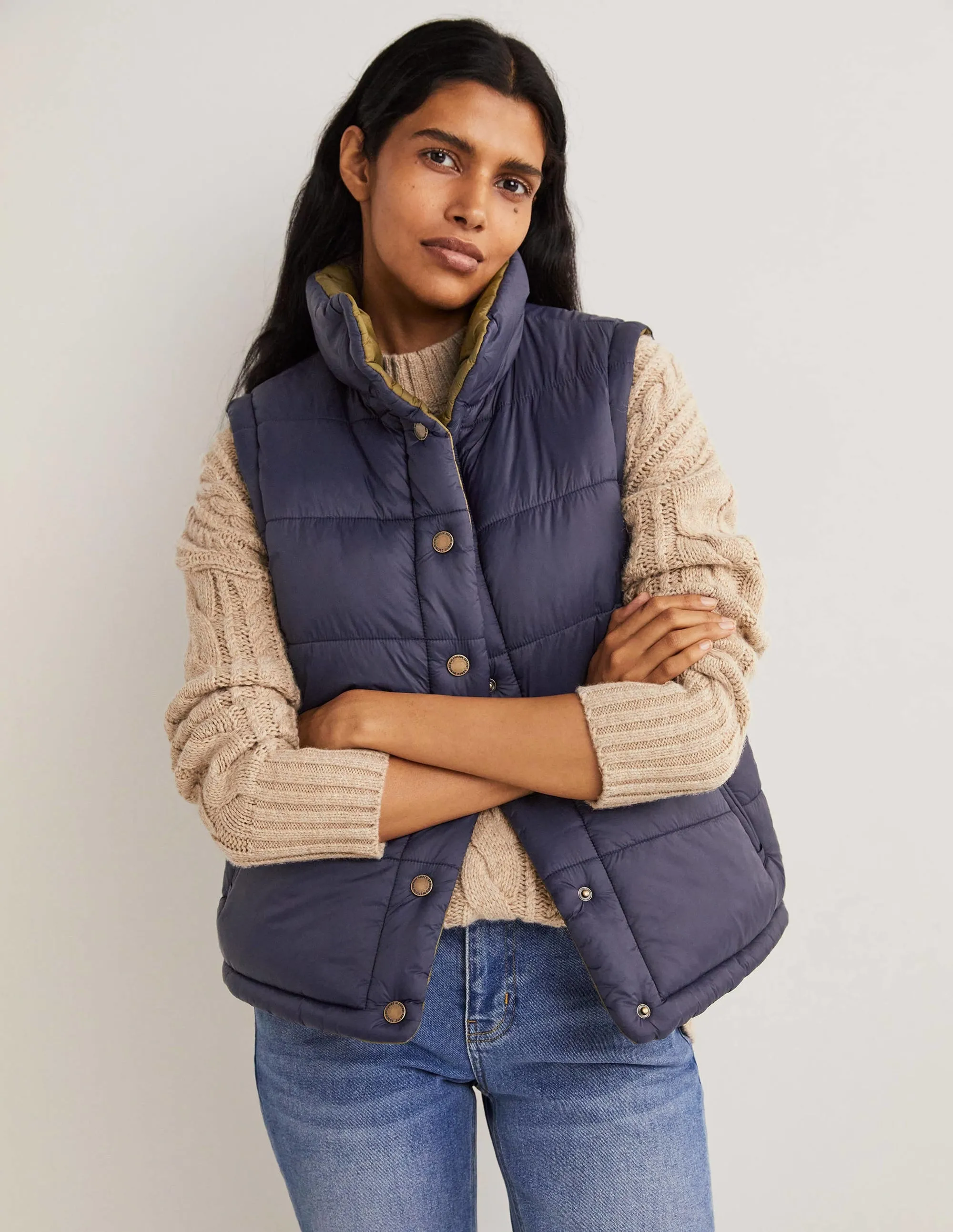 Reversible Gilet-Navy and Basil Green