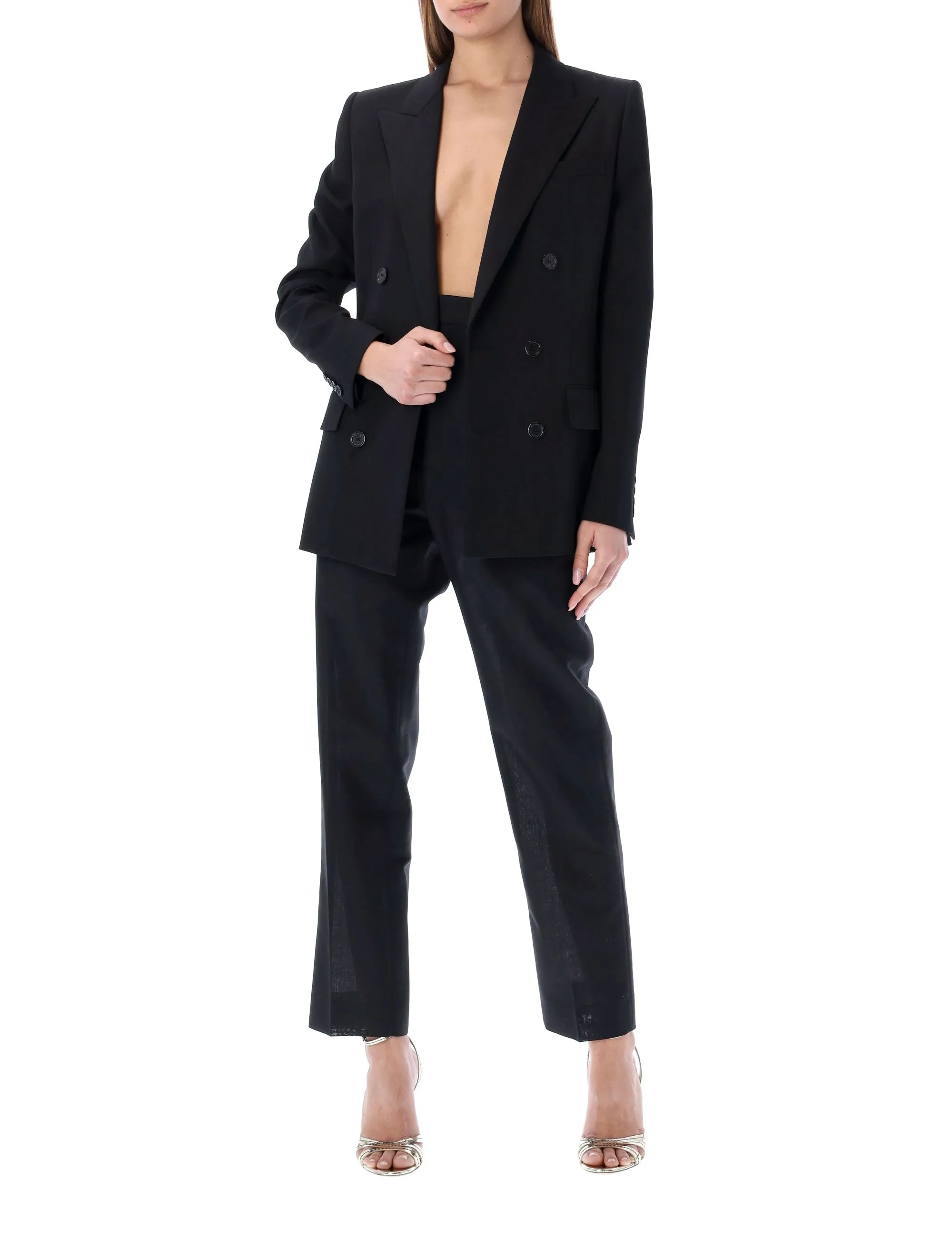Saint Laurent Double-Breasted Long-Sleeved Jacket