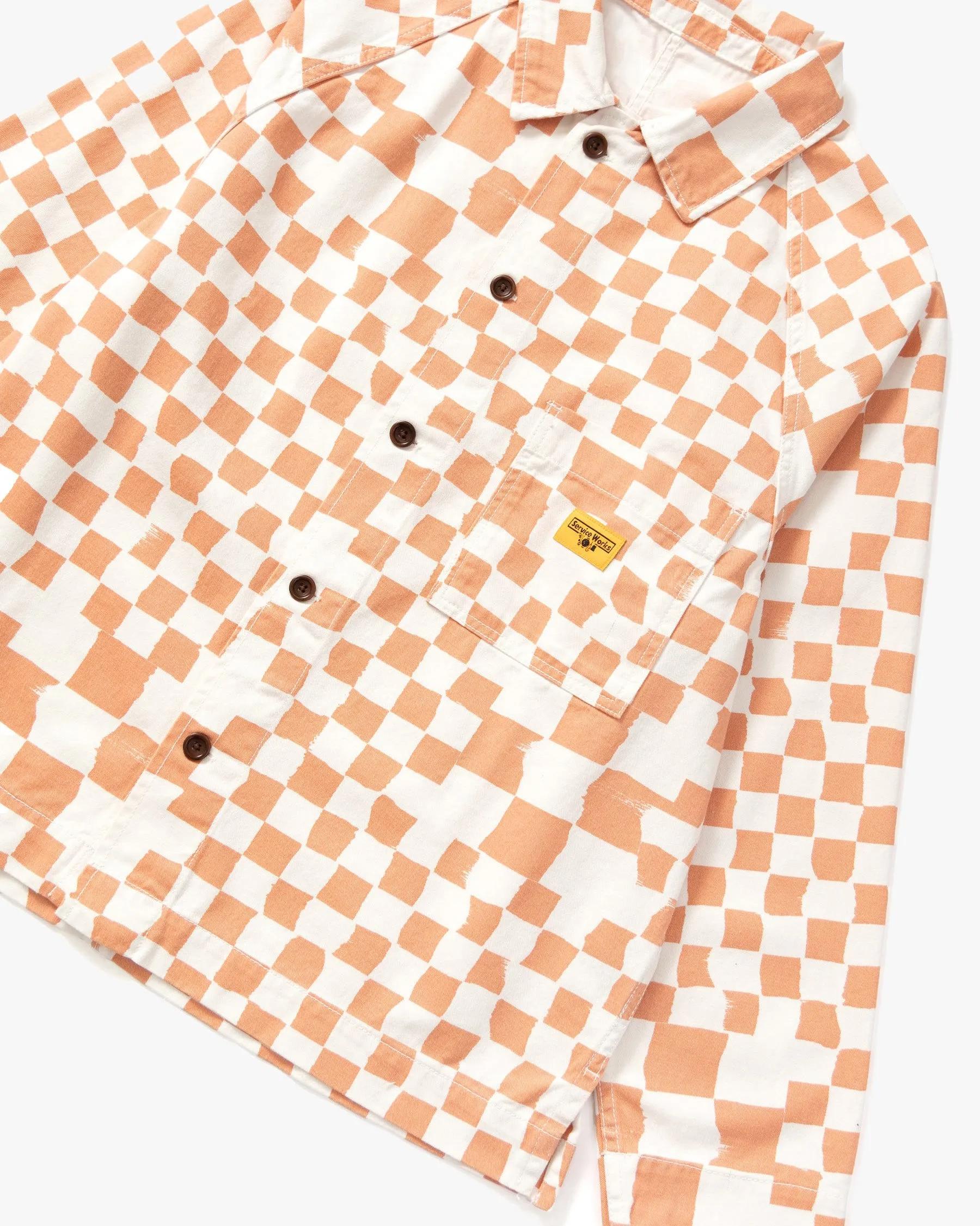 Service Works Drill Printed Front Of House Jacket - Salmon Checker