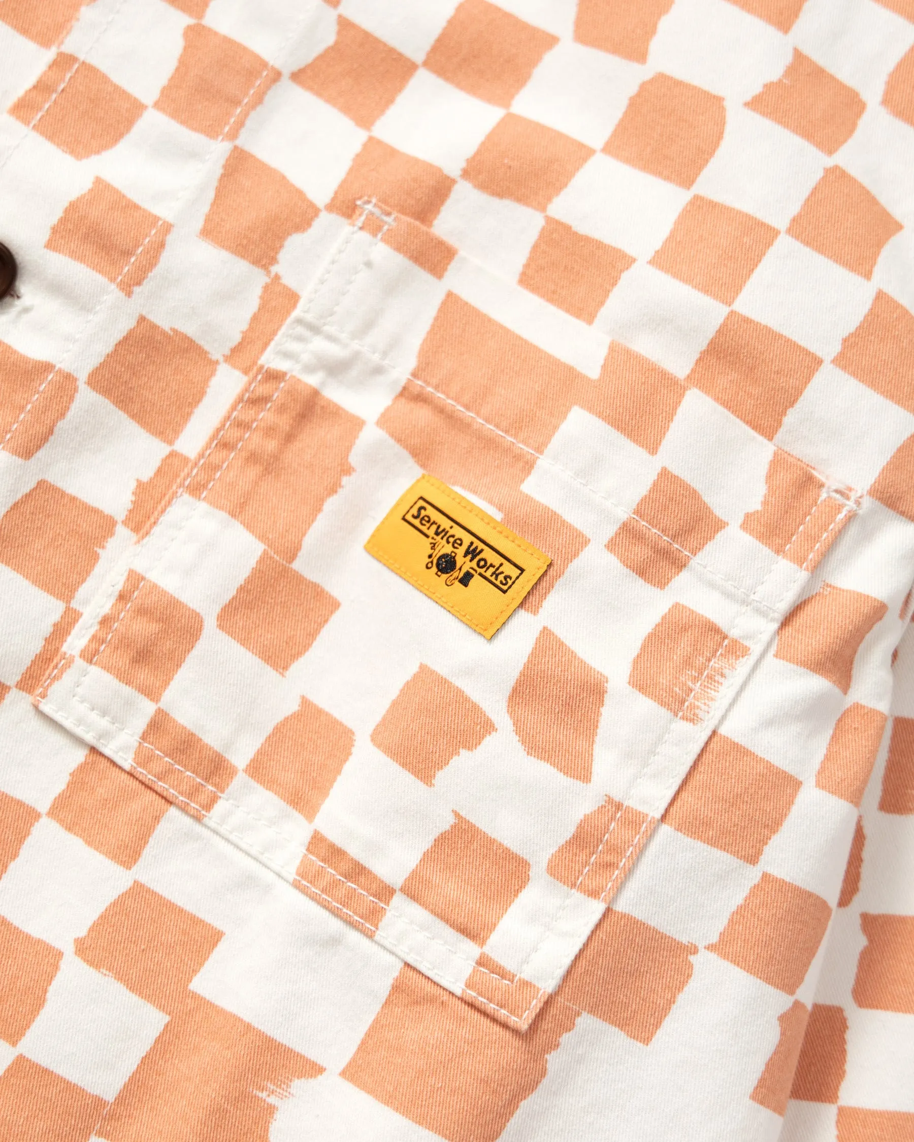 Service Works Drill Printed Front Of House Jacket - Salmon Checker