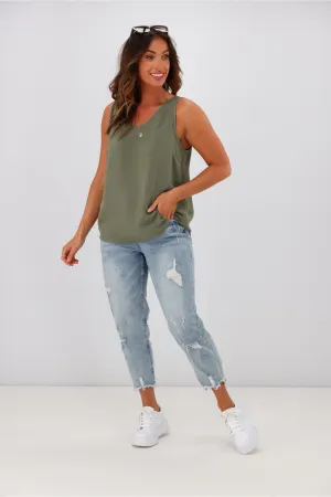 Shine On Label Amelia V Neck Cami  Sage