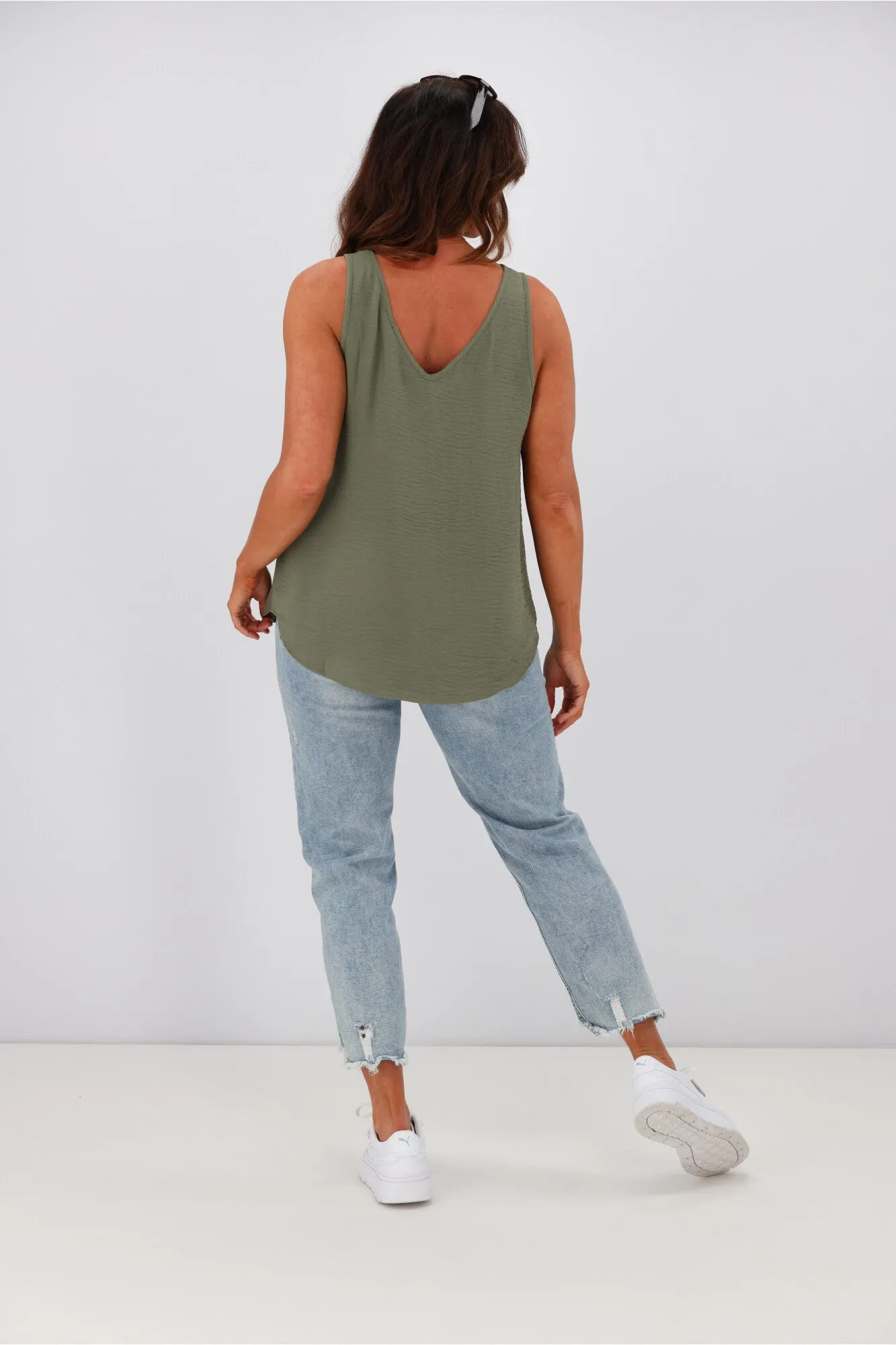 Shine On Label Amelia V Neck Cami  Sage