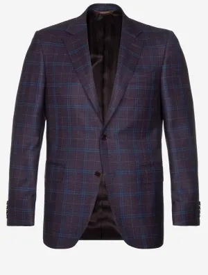 Silk and Cashmere Check Jacket Wine