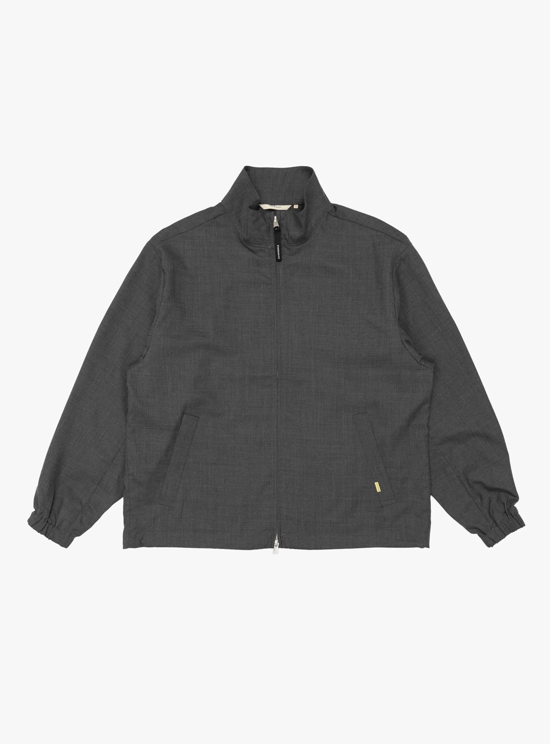 Stand Collar Zip Up Blouson Charcoal Grey
