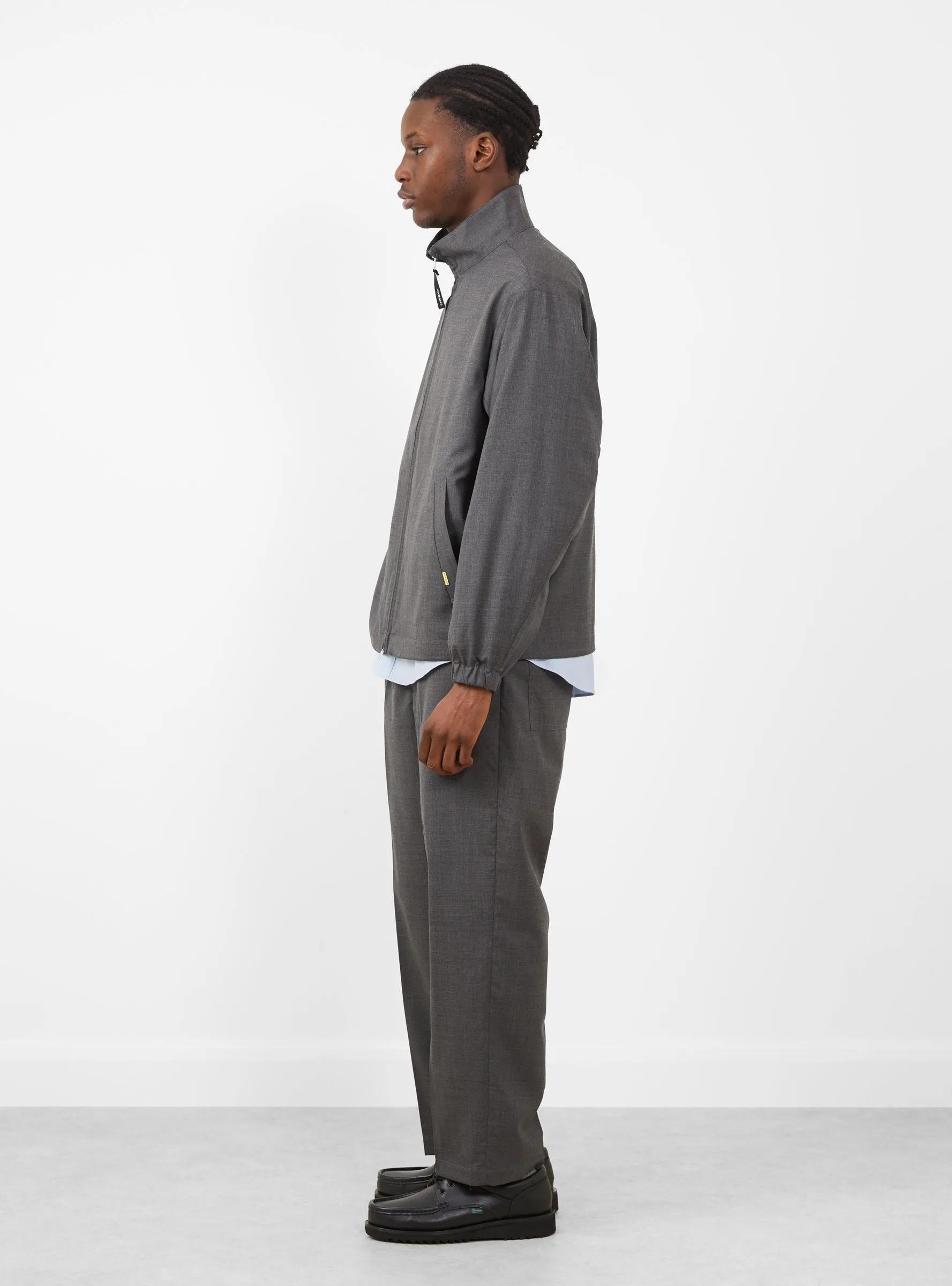 Stand Collar Zip Up Blouson Charcoal Grey