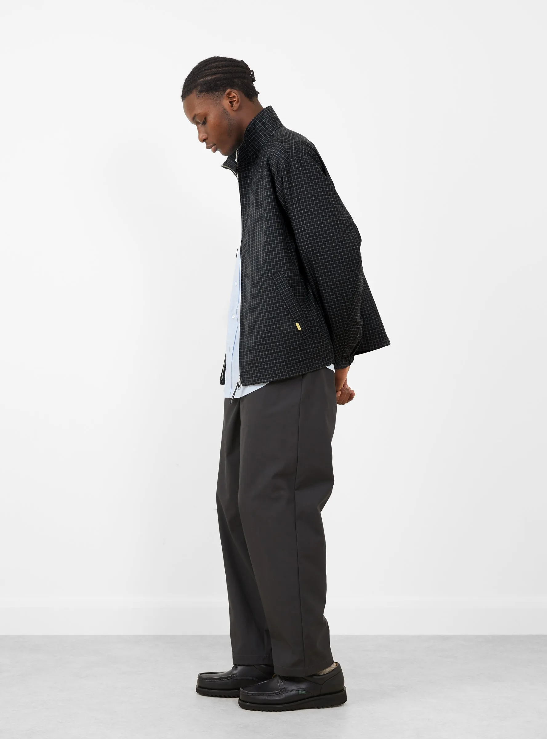 Stand Collar Zip Up Blouson Check