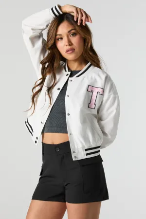 Twill Embroidered Nylon Varsity Jacket