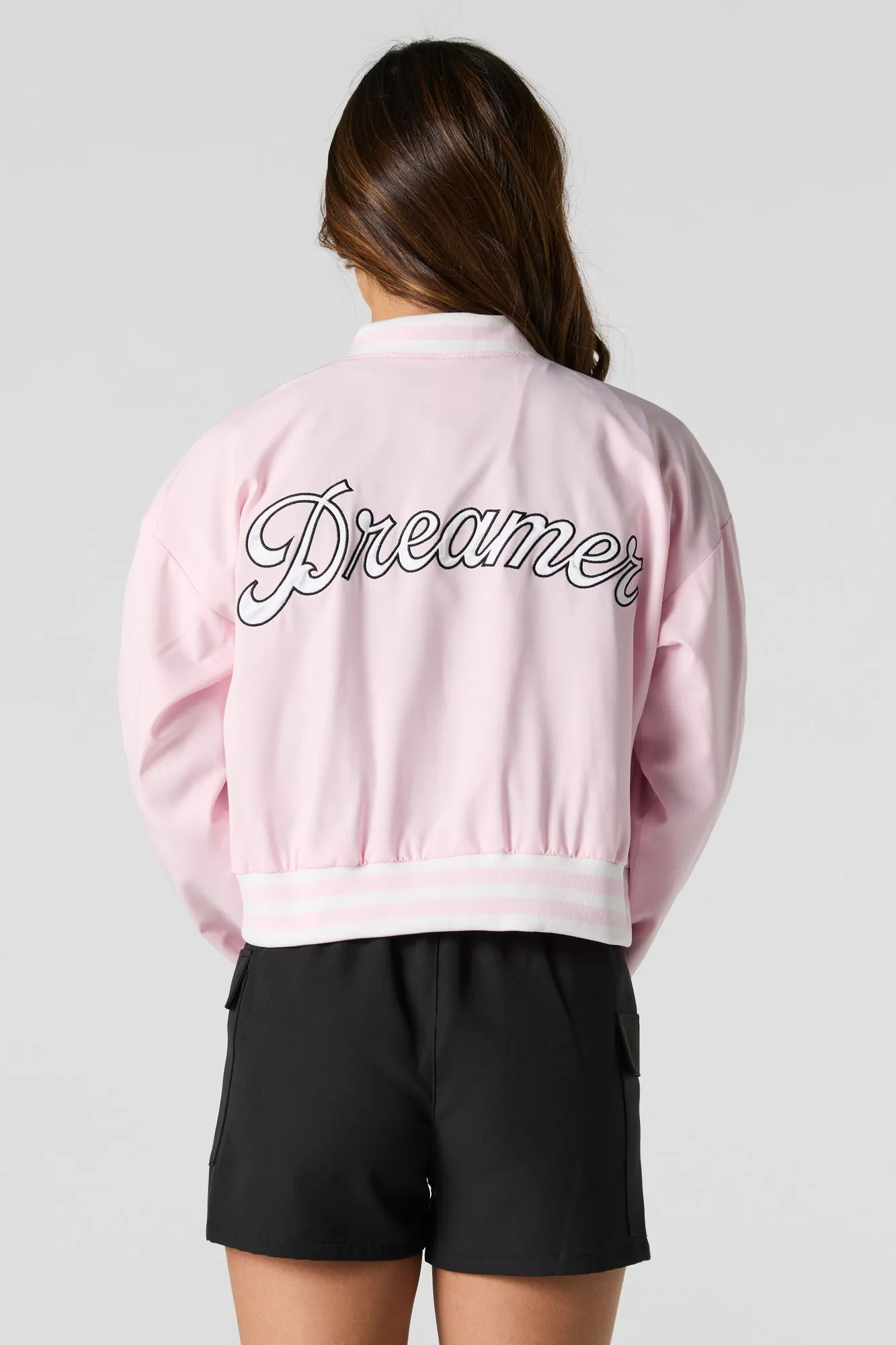 Twill Embroidered Nylon Varsity Jacket