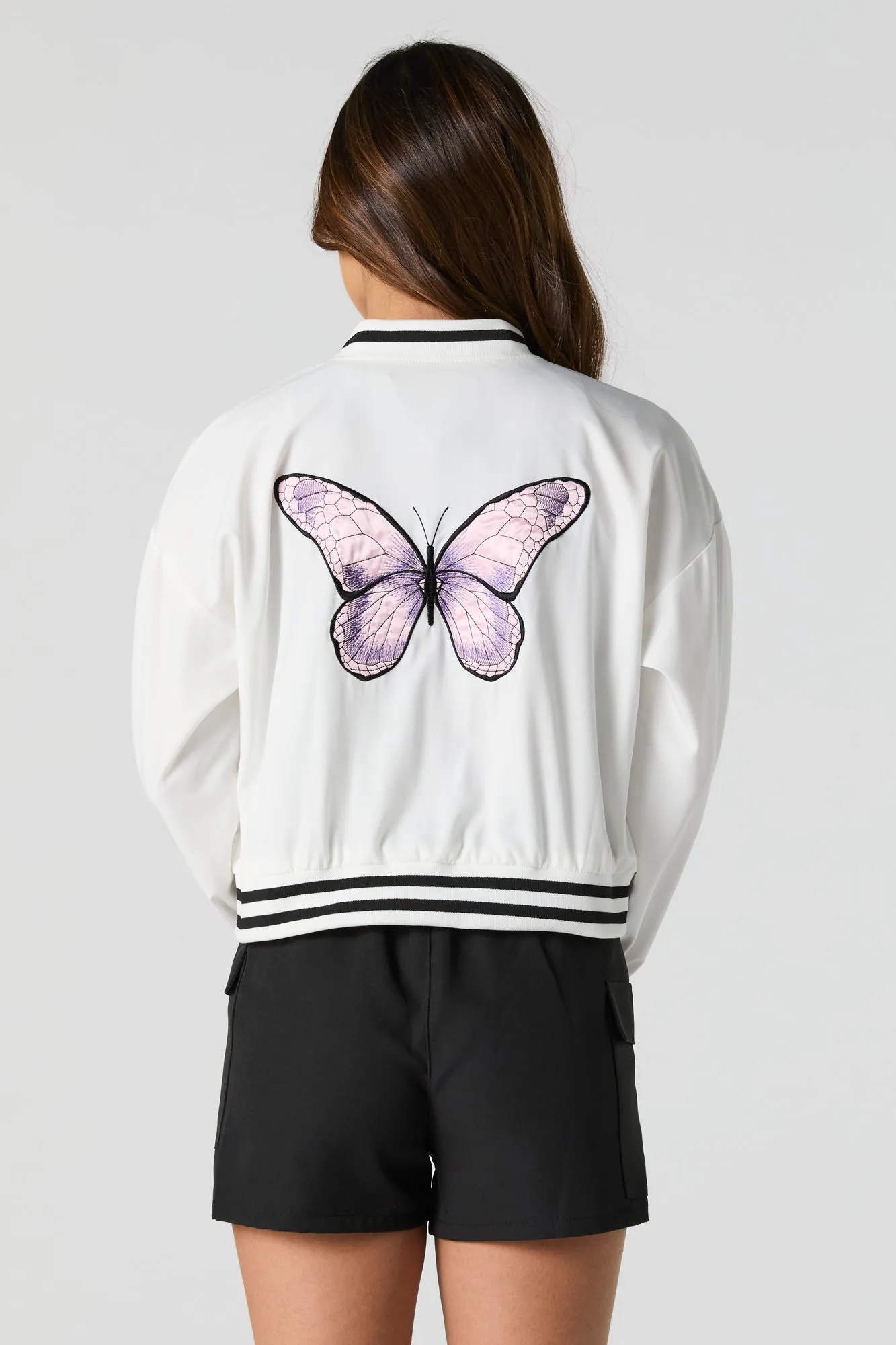 Twill Embroidered Nylon Varsity Jacket