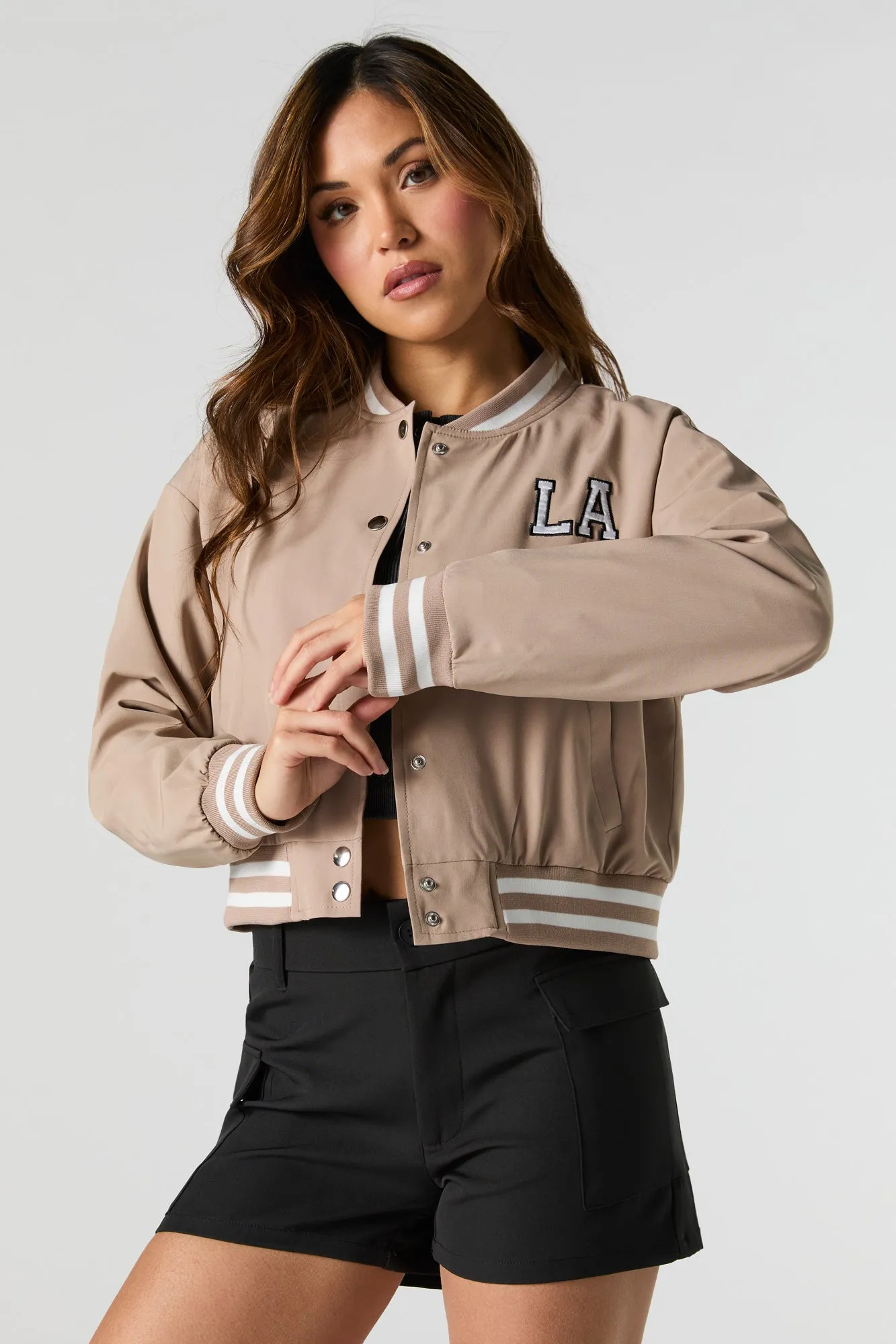 Twill Embroidered Nylon Varsity Jacket
