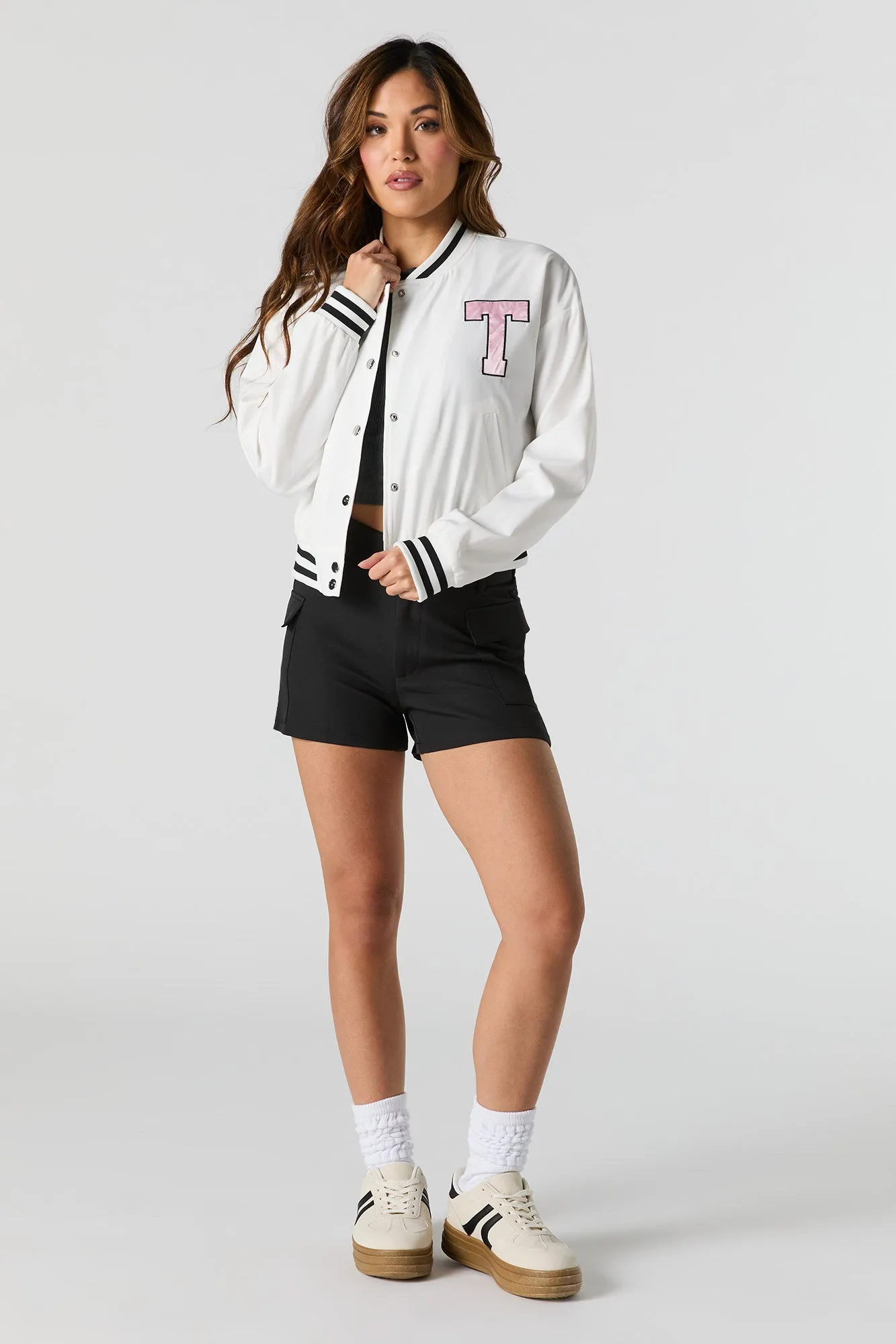 Twill Embroidered Nylon Varsity Jacket