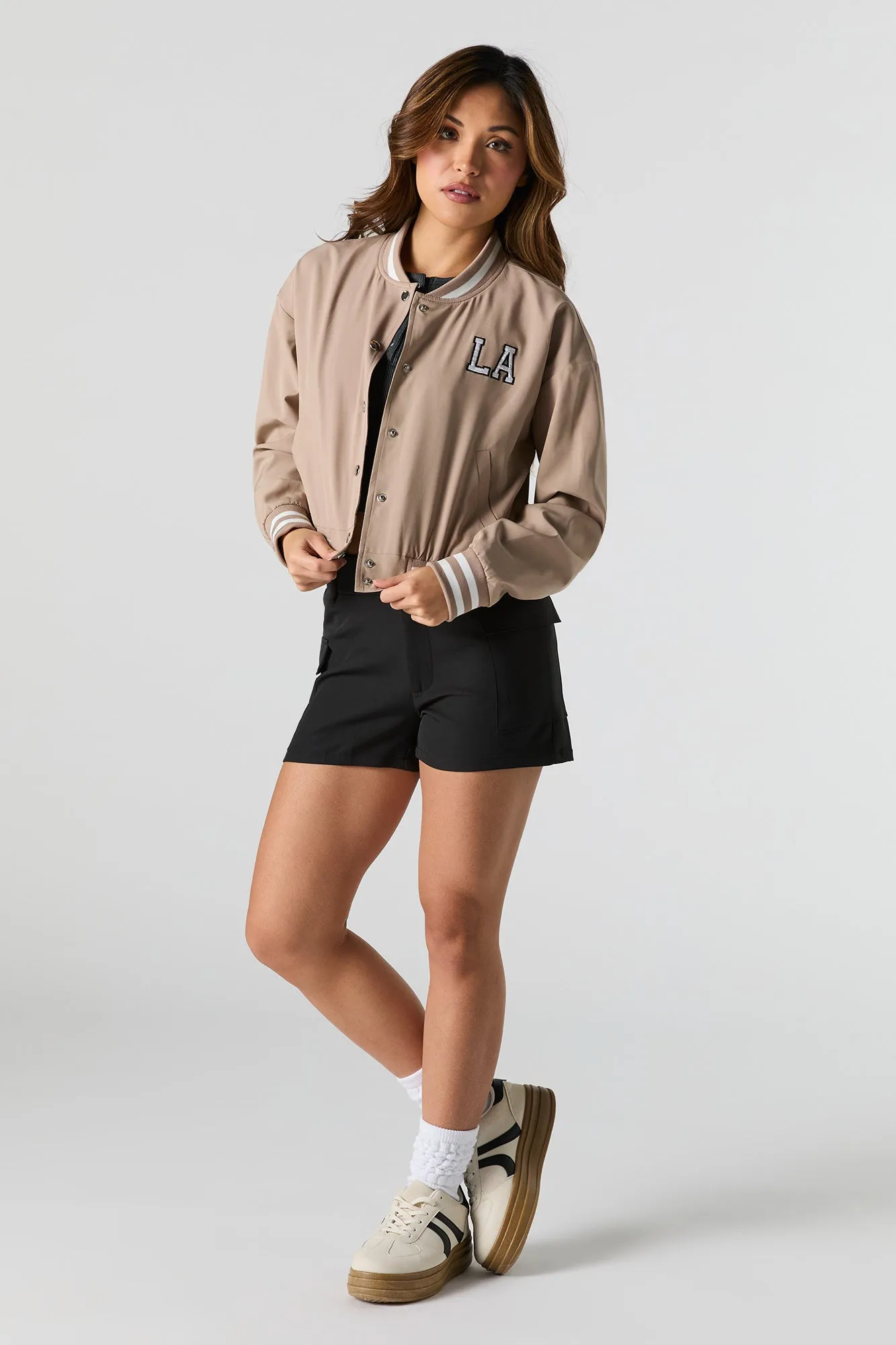 Twill Embroidered Nylon Varsity Jacket