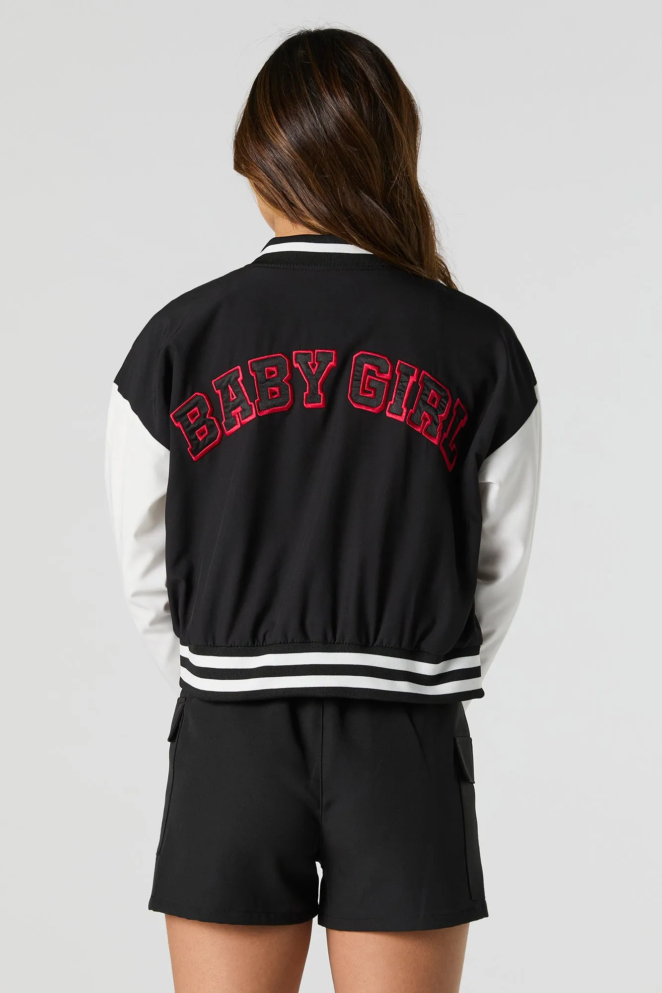 Twill Embroidered Nylon Varsity Jacket