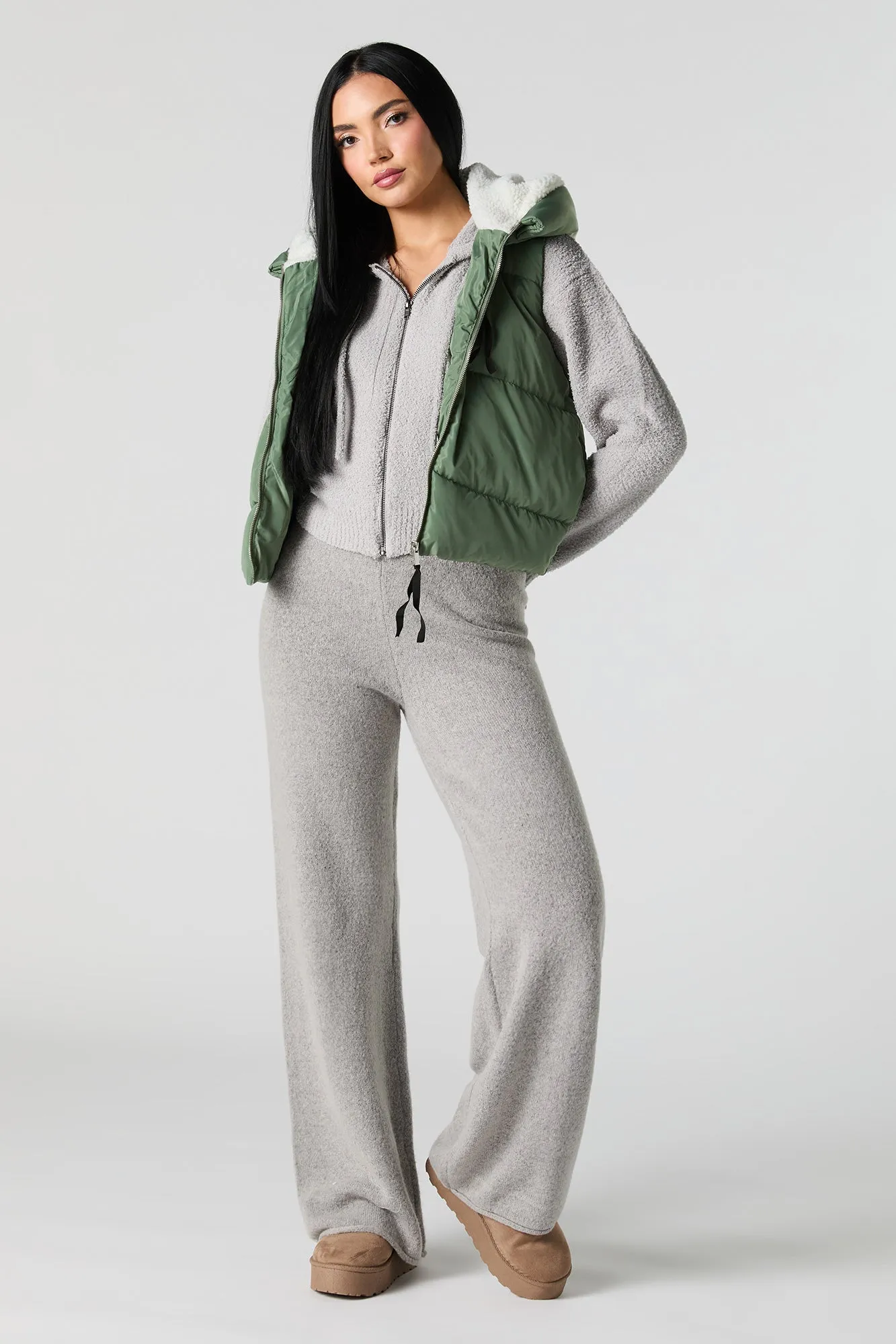 Veste bouffante en nylon doublée de Sherpa