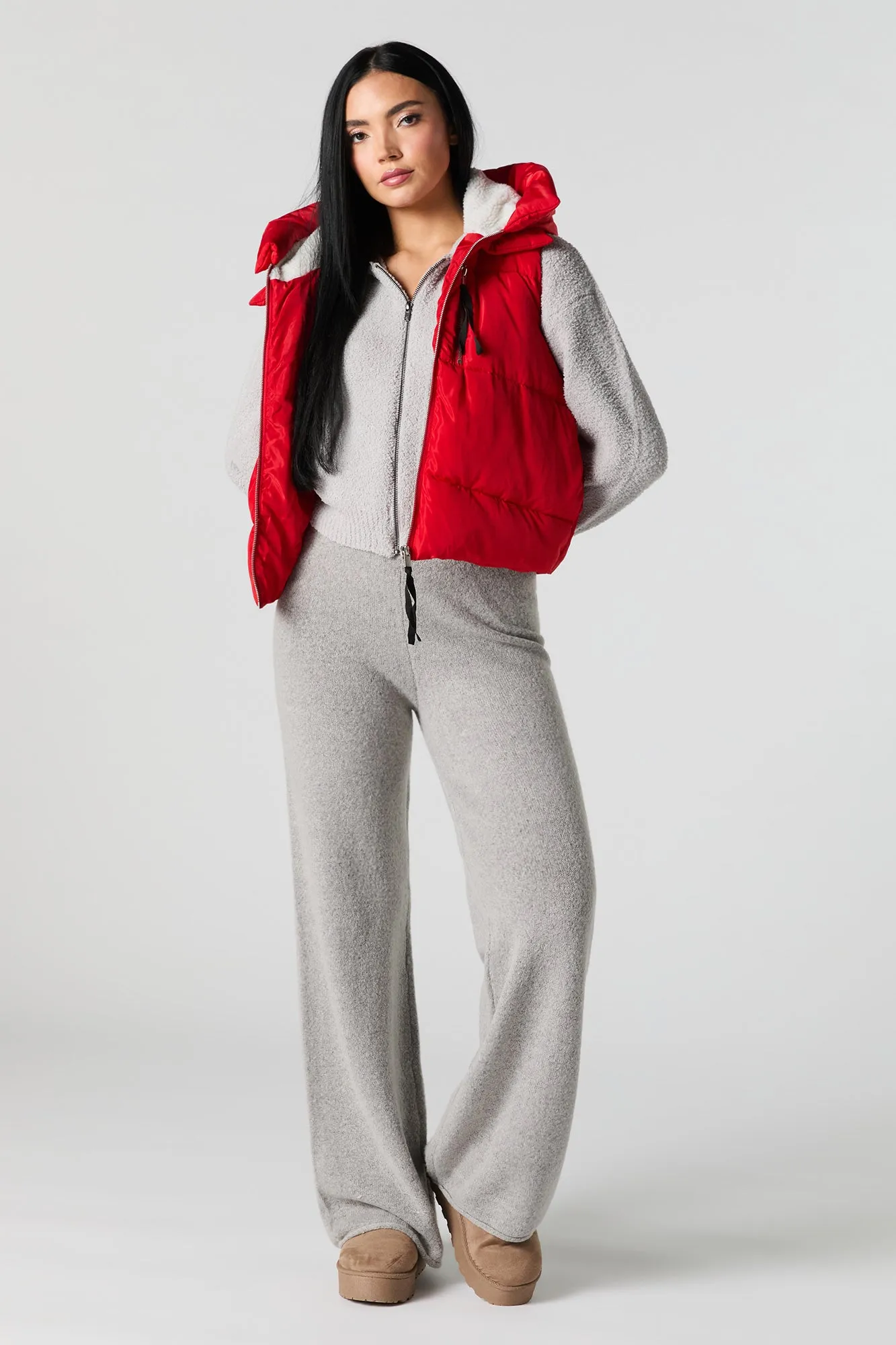 Veste bouffante en nylon doublée de Sherpa