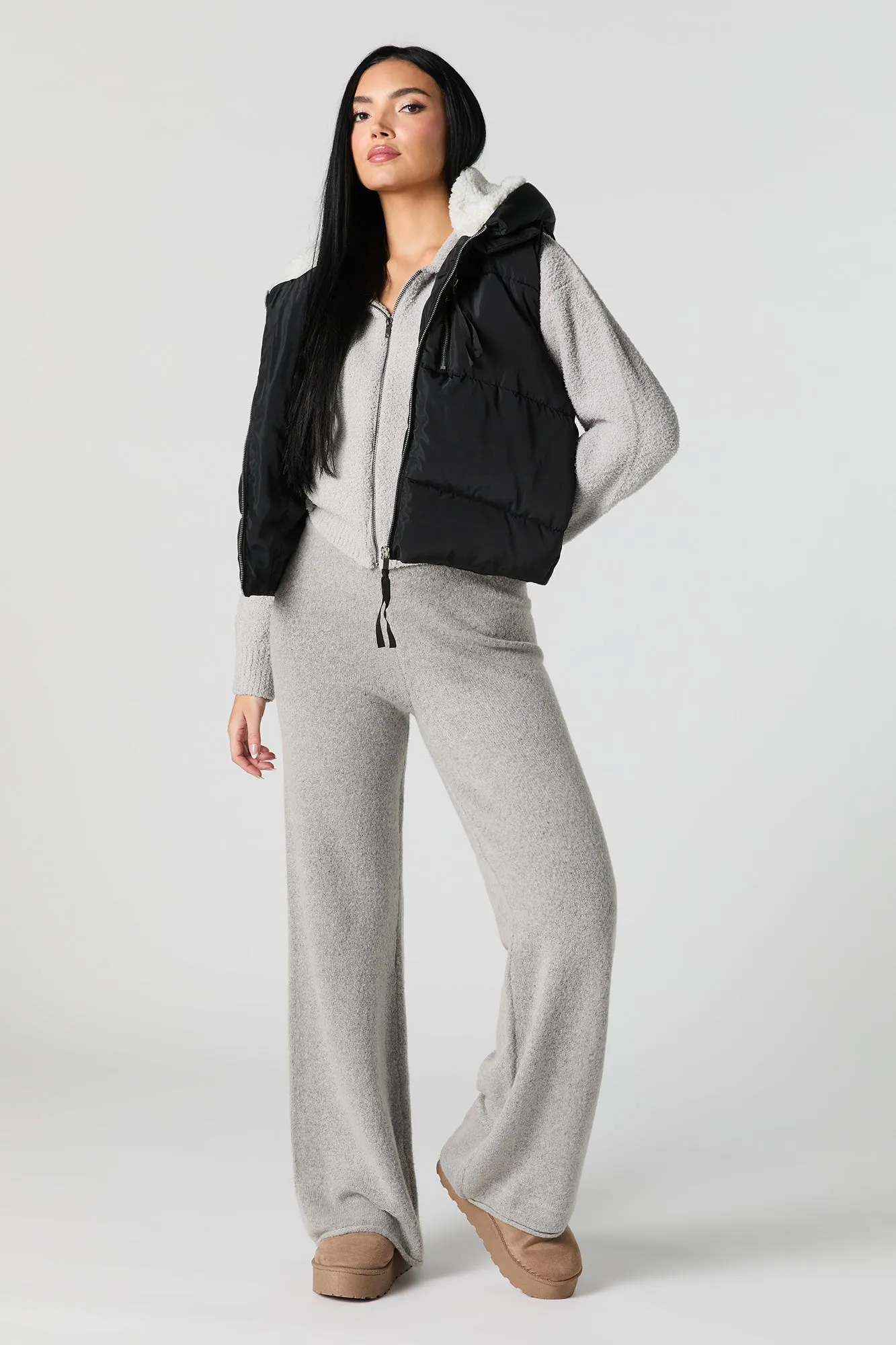 Veste bouffante en nylon doublée de Sherpa