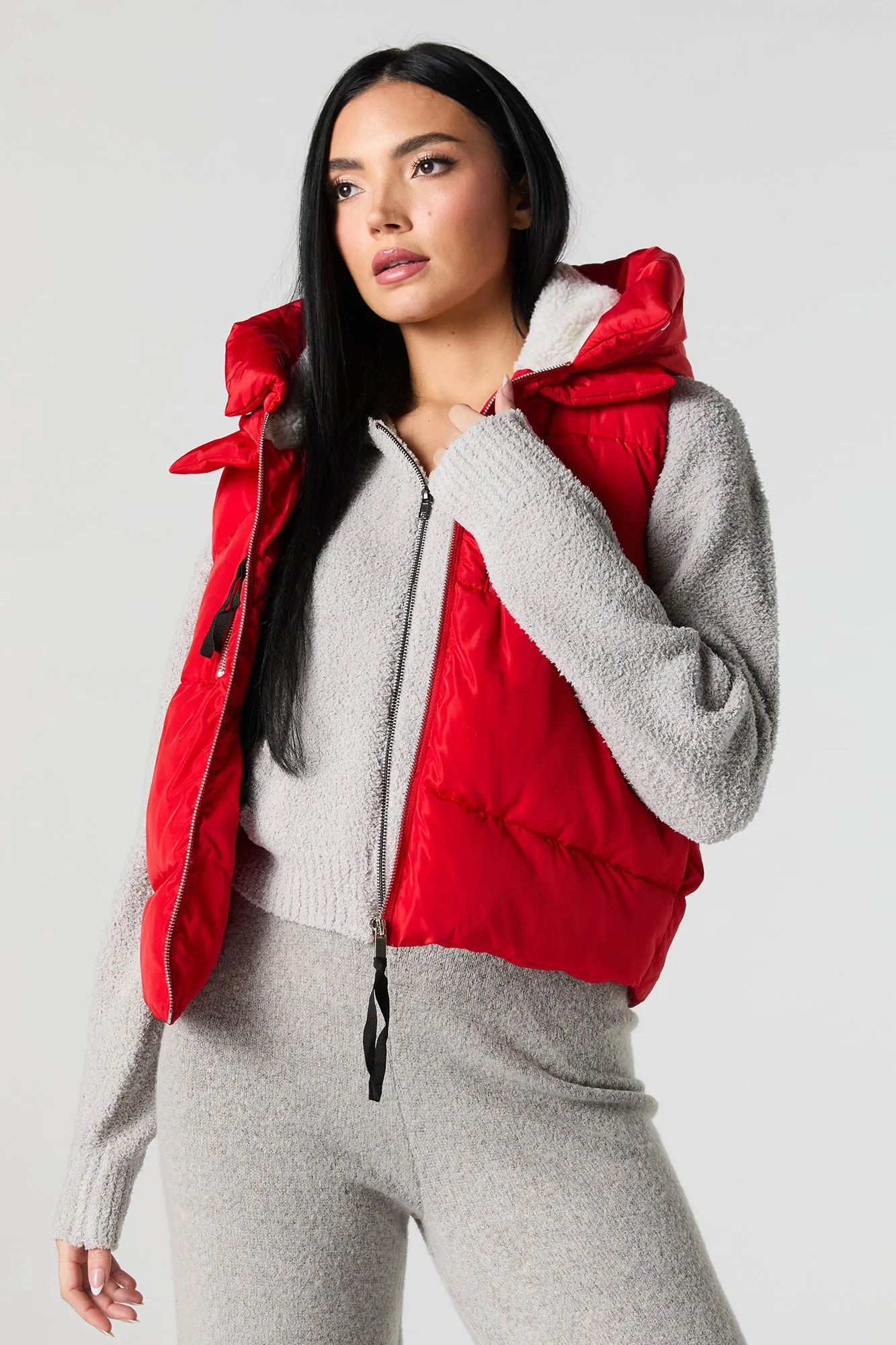 Veste bouffante en nylon doublée de Sherpa