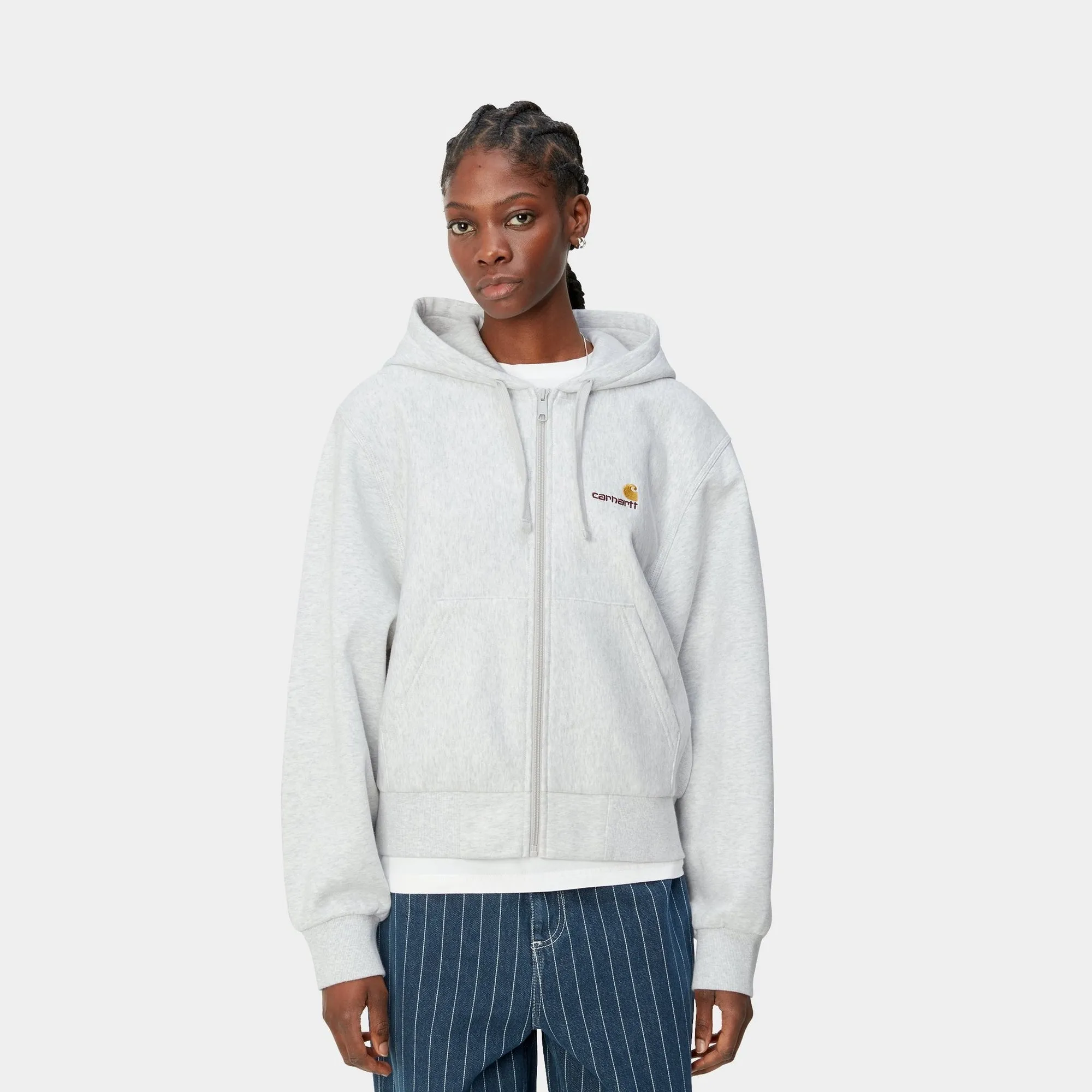 Women’s Hooded American Script Jacket | Ash Heather