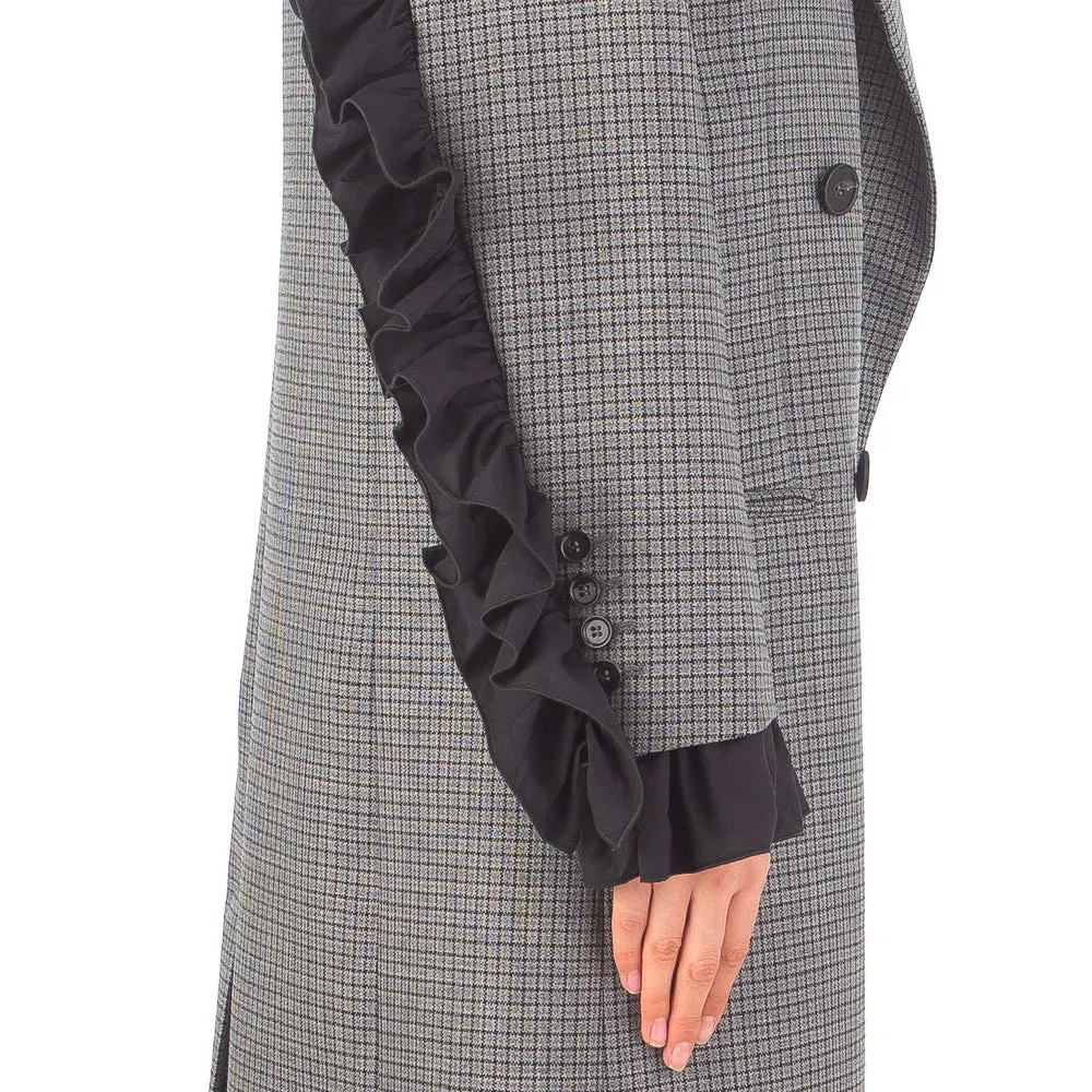Women's Microcheck Wool Coat Grey