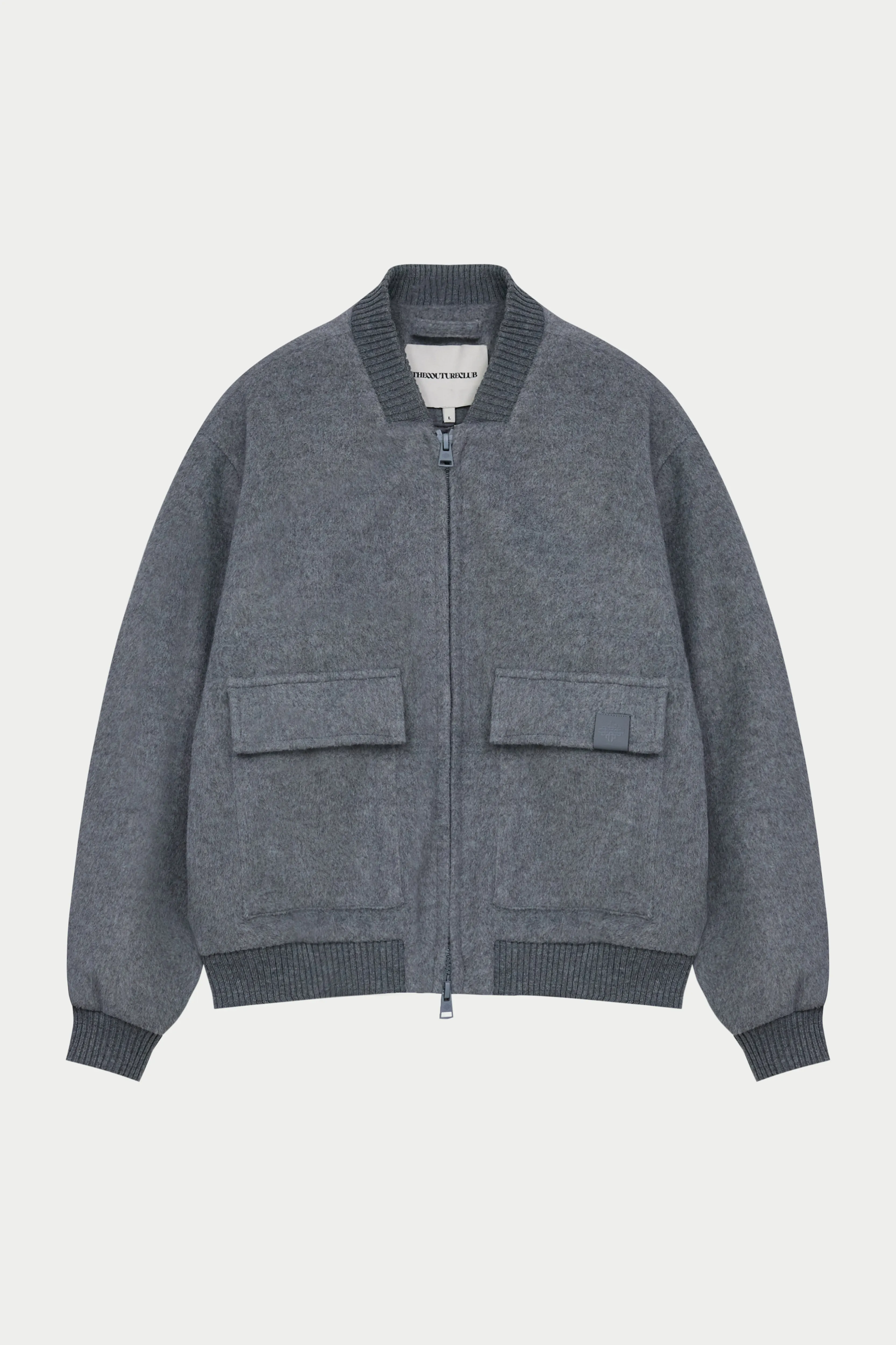WOOL BLEND BOMBER JACKET - GREY MARL