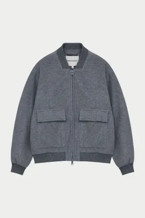 WOOL BLEND BOMBER JACKET - GREY MARL