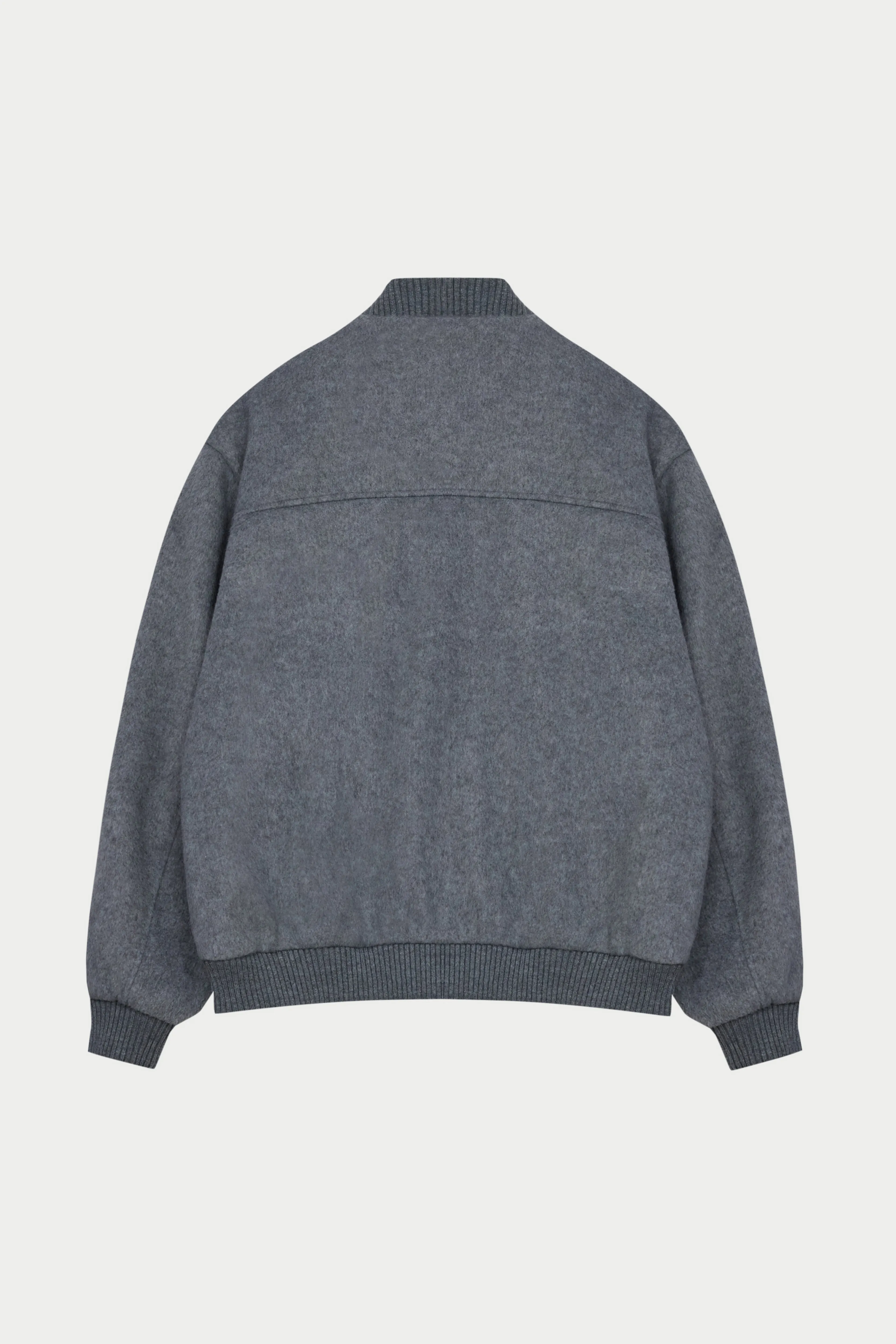 WOOL BLEND BOMBER JACKET - GREY MARL