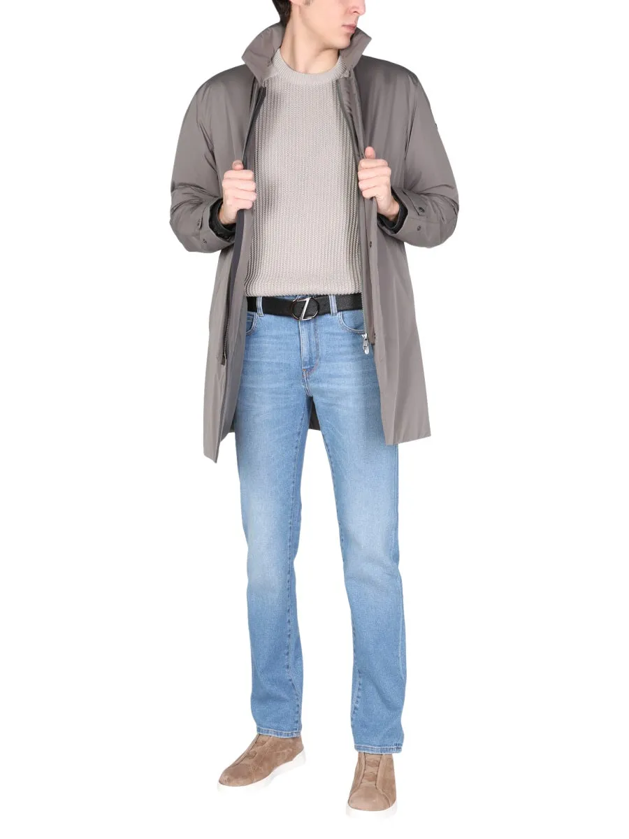 Z Zegna Logo Patch Long-Sleeved Parka